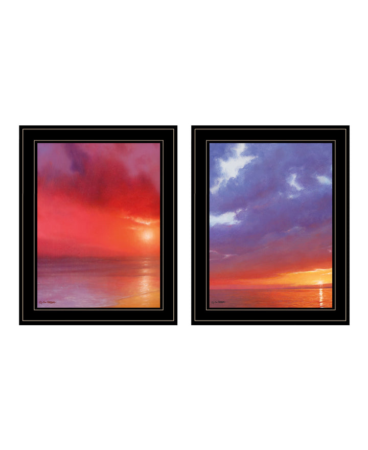 Set Of Two Sunset Black Framed Print Wall Art