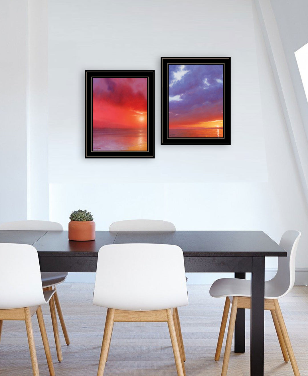 Set Of Two Sunset Black Framed Print Wall Art