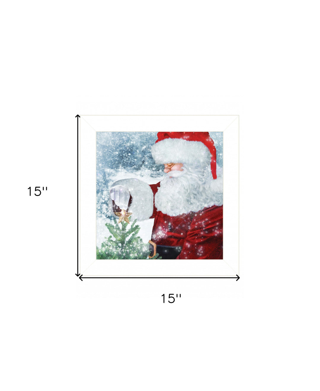 Santas Tree Star 1 White Framed Print Wall Art