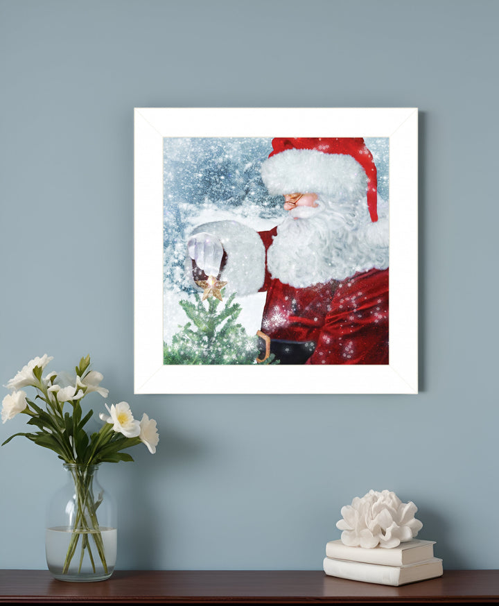 Santas Tree Star 1 White Framed Print Wall Art