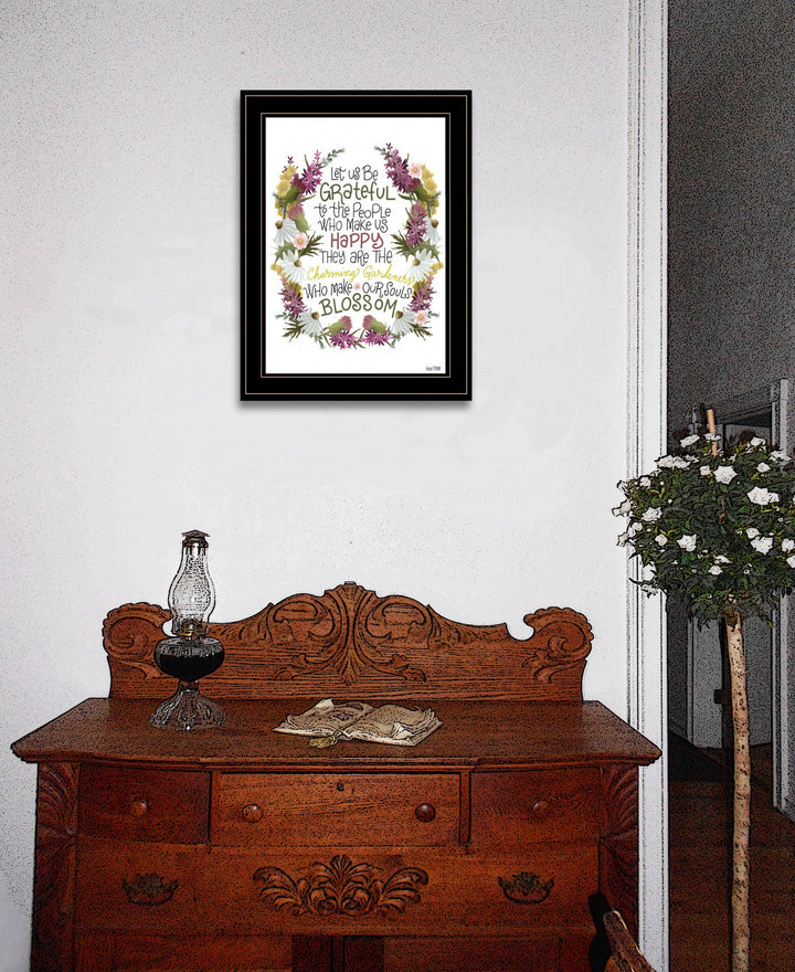 Charming Garden 1 Black Framed Print Wall Art