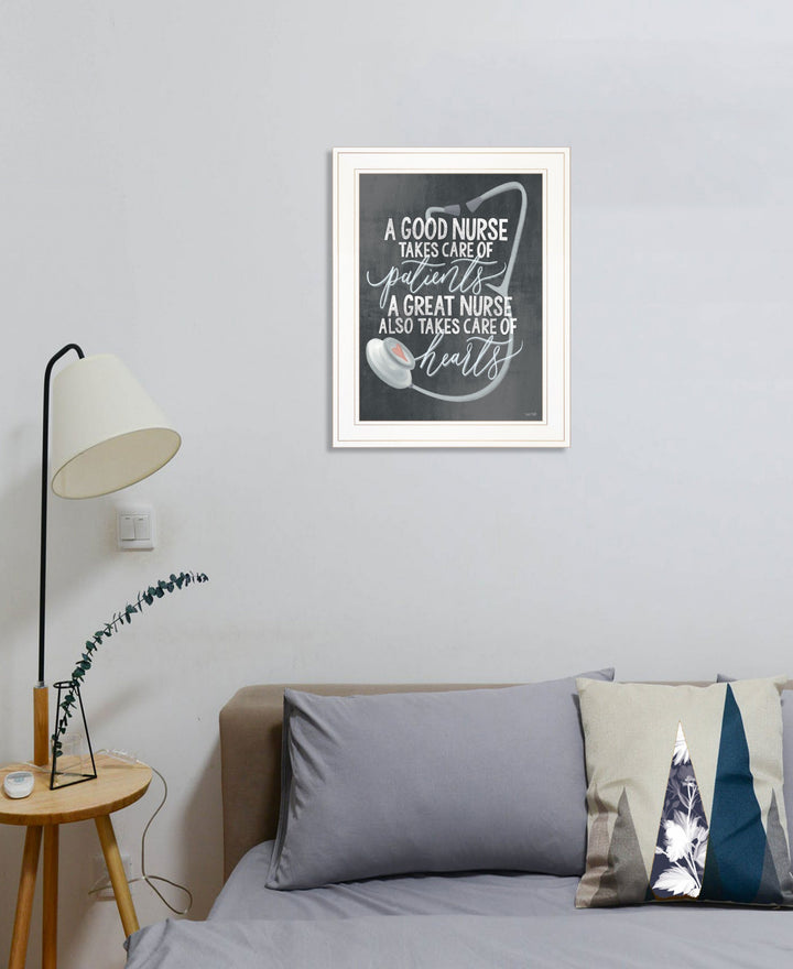 A Nurses Heart 1 White Framed Print Wall Art