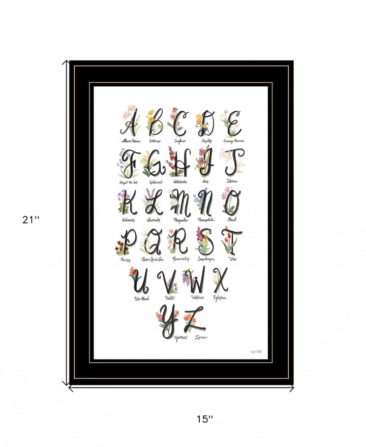 Flower Alphabet 2 Black Framed Print Wall Art