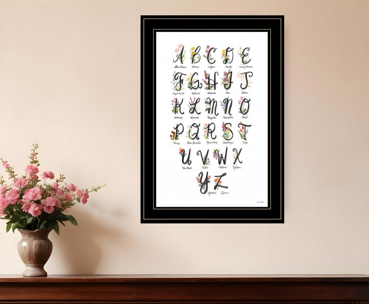 Flower Alphabet 2 Black Framed Print Wall Art