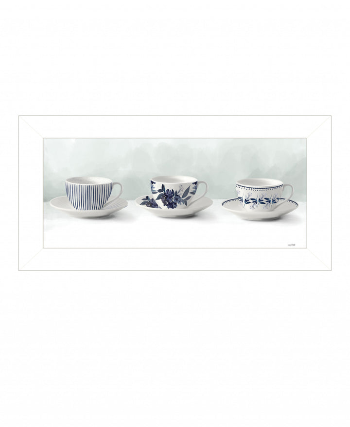 Cups and Saucers 1 White Framed Print Wall Art