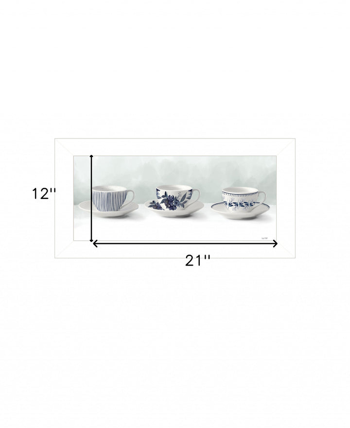 Cups and Saucers 1 White Framed Print Wall Art