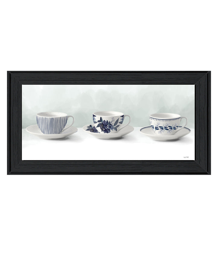 Cups and Saucers 2 Black Framed Print Wall Art