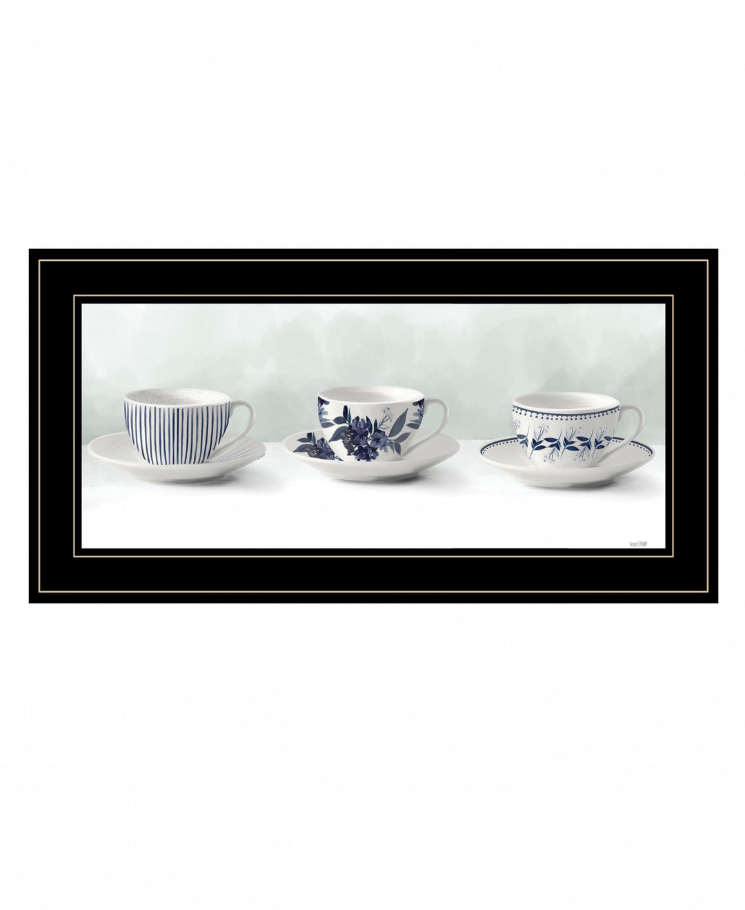 Cups and Saucers 1 White Framed Print Wall Art