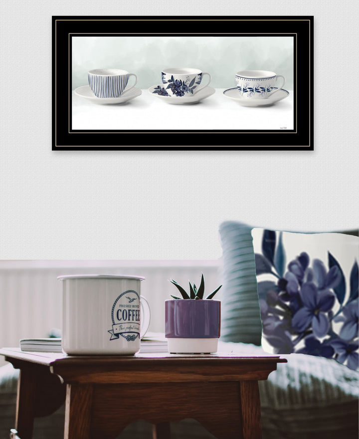 Cups and Saucers 1 White Framed Print Wall Art