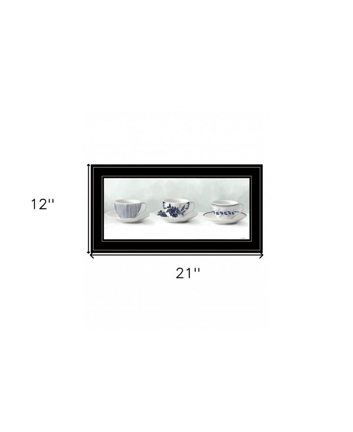 Cups and Saucers 1 White Framed Print Wall Art