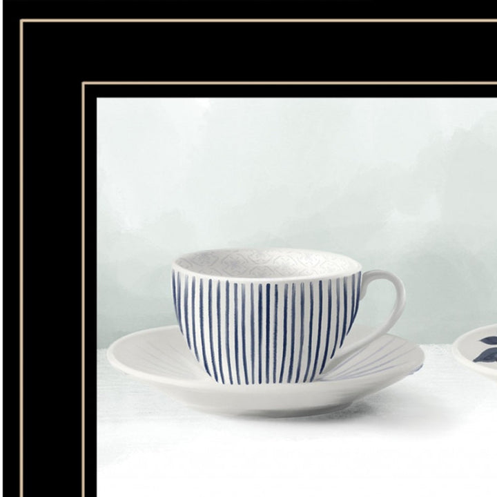 Cups and Saucers 1 White Framed Print Wall Art