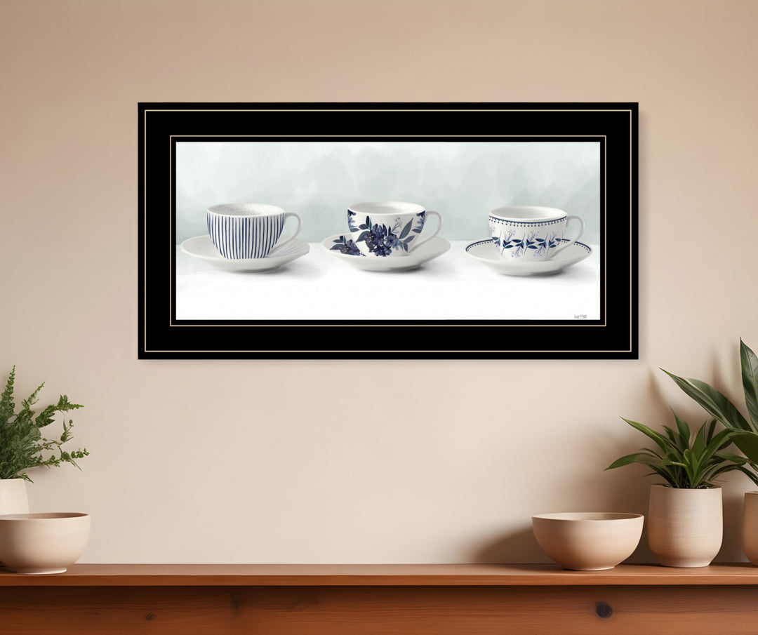 Cups and Saucers 1 White Framed Print Wall Art