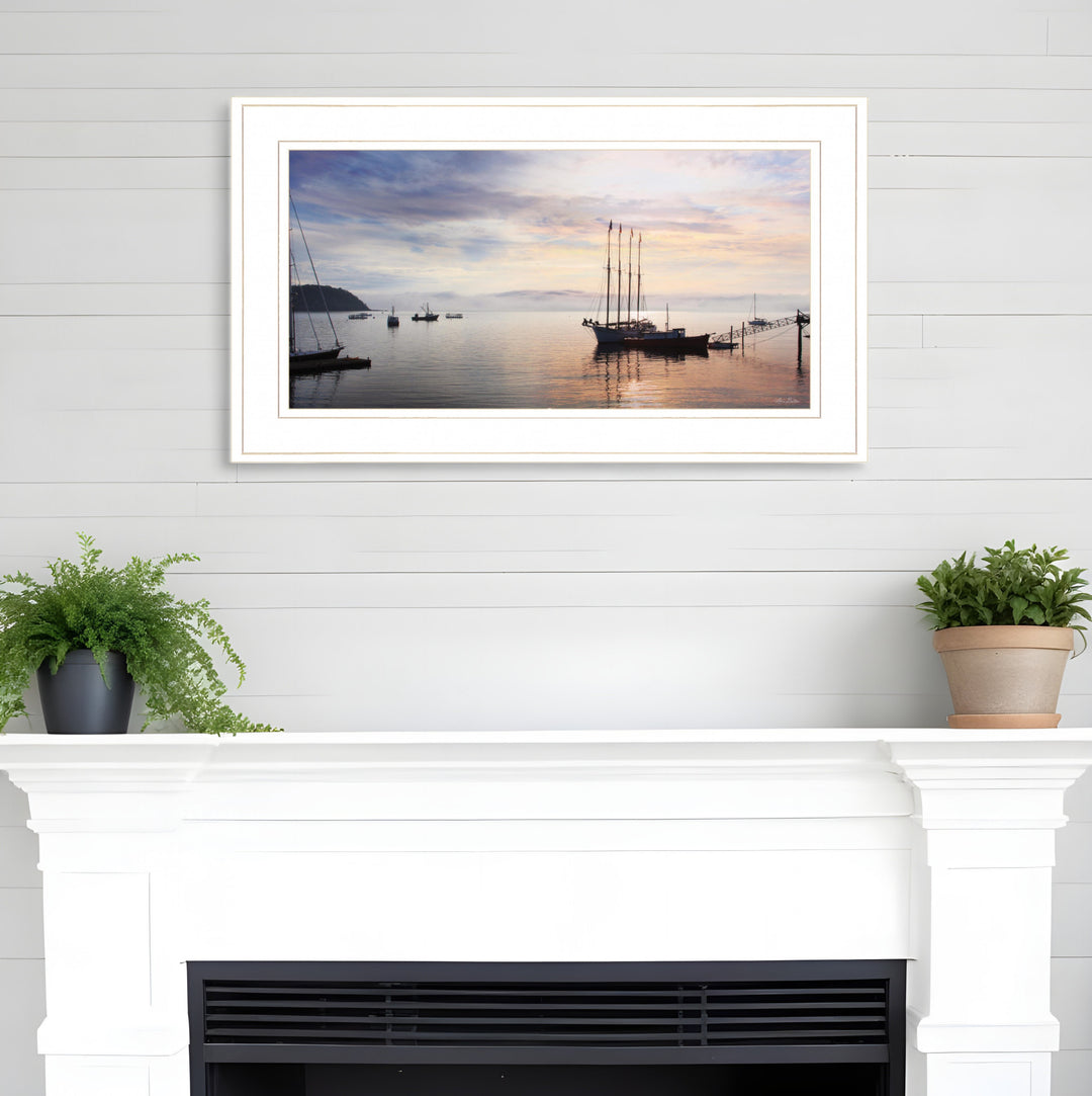 BAR HARBOR SILHOUETTES 1 White Framed Print Wall Art