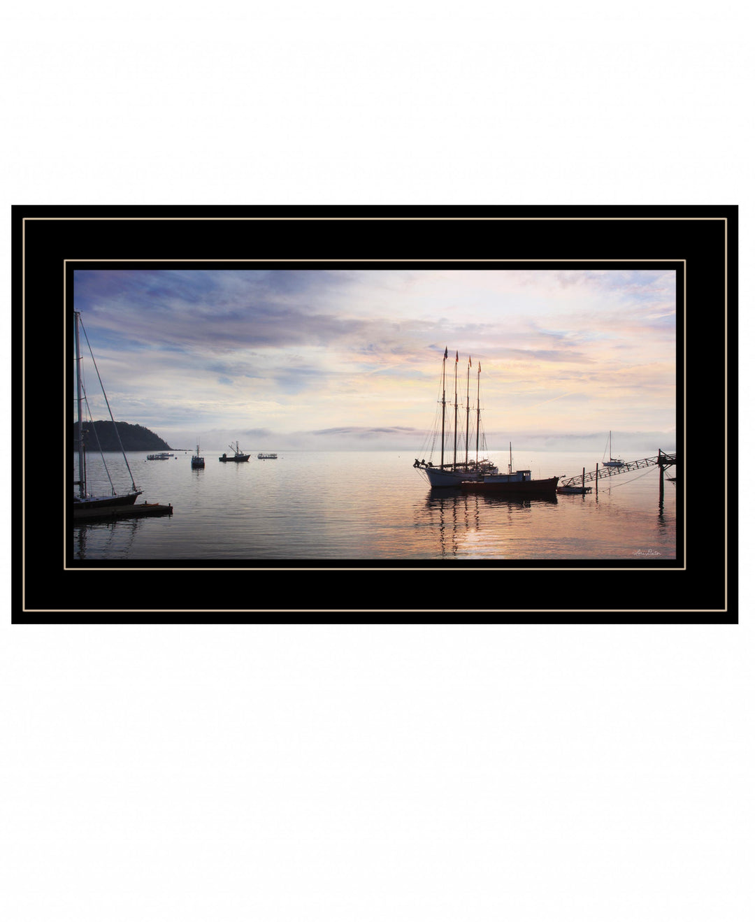 BAR HARBOR SILHOUETTES 1 White Framed Print Wall Art