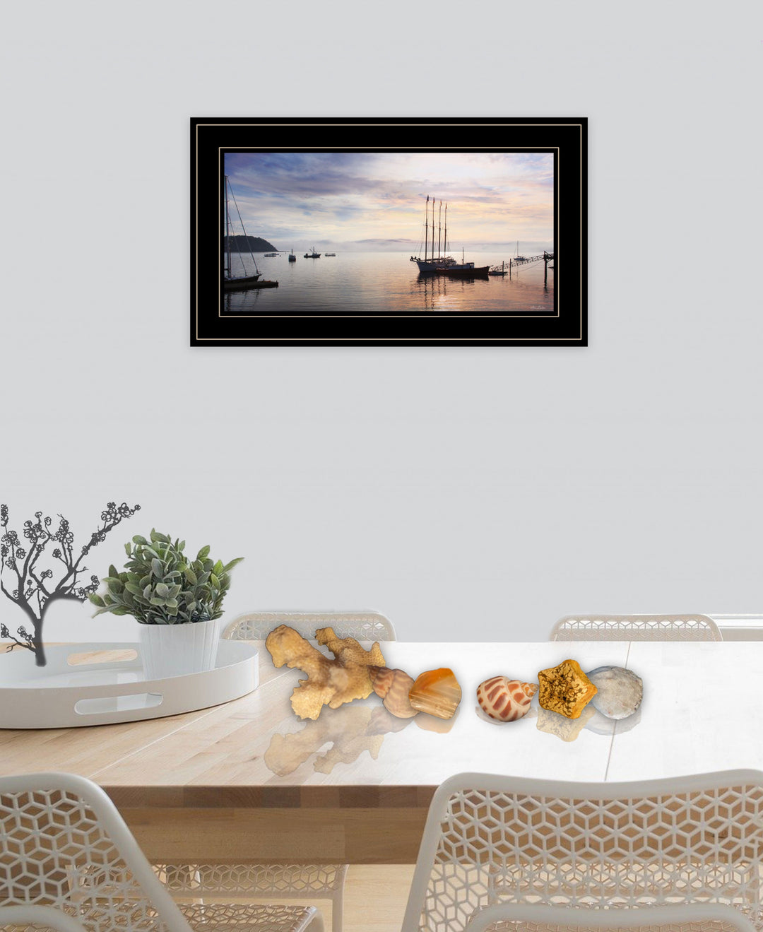 BAR HARBOR SILHOUETTES 1 White Framed Print Wall Art