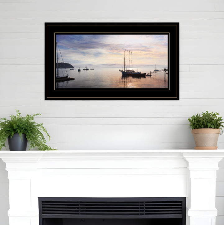 BAR HARBOR SILHOUETTES 1 White Framed Print Wall Art