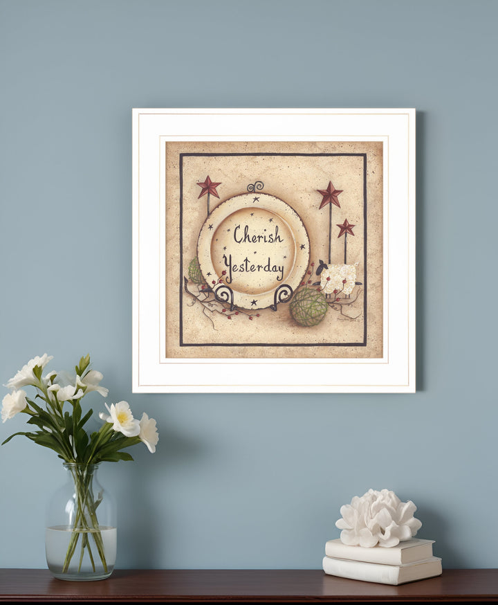 Cherish Yesterday 3 White Framed Print Wall Art