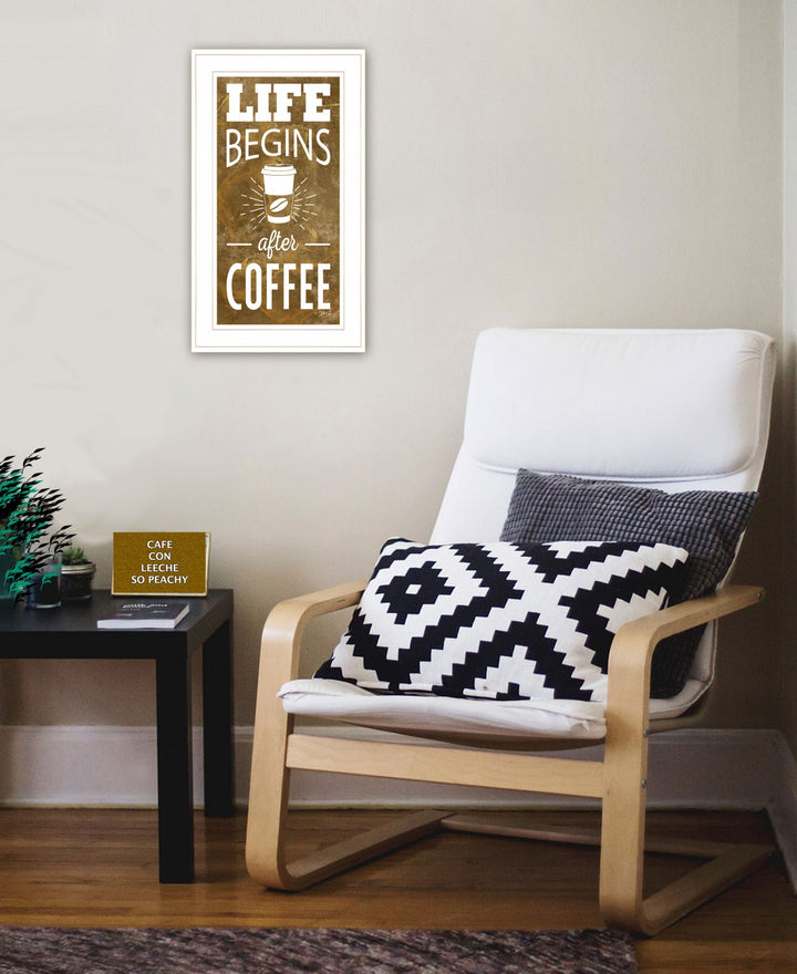 Life Begins after Coffee 2 White Framed Print Wall Art