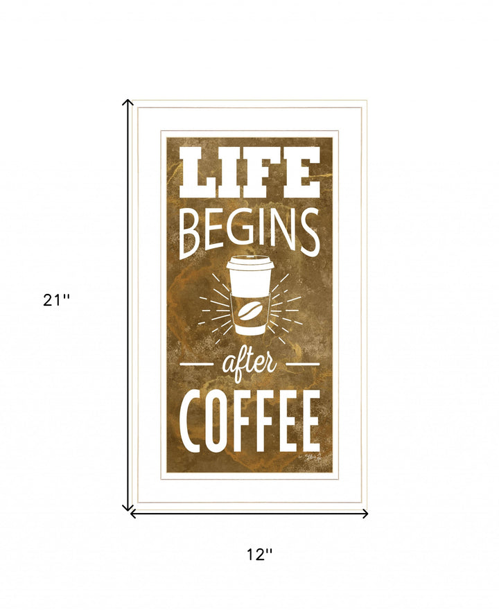 Life Begins after Coffee 2 White Framed Print Wall Art