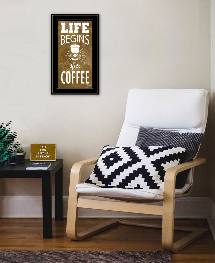 Life Begins After Coffee 3 Black Framed Print Wall Art