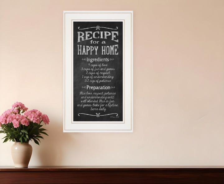 Recipe for a Happy Home 1 White Framed Print Wall Art