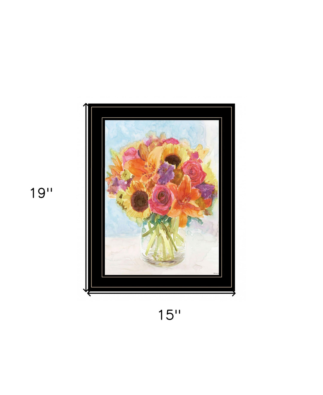 Vases with Flowers 1 Black Framed Print Wall Art