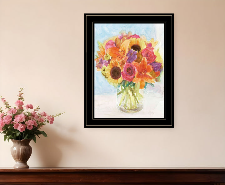 Vases with Flowers 1 Black Framed Print Wall Art