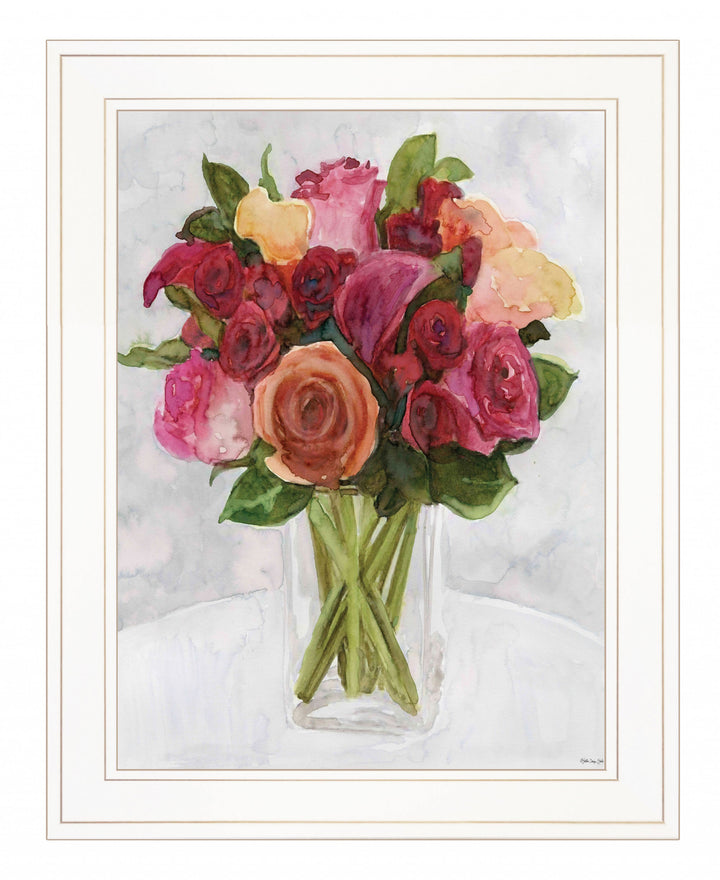 Vases with Flowers II 1 White Framed Print Wall Art