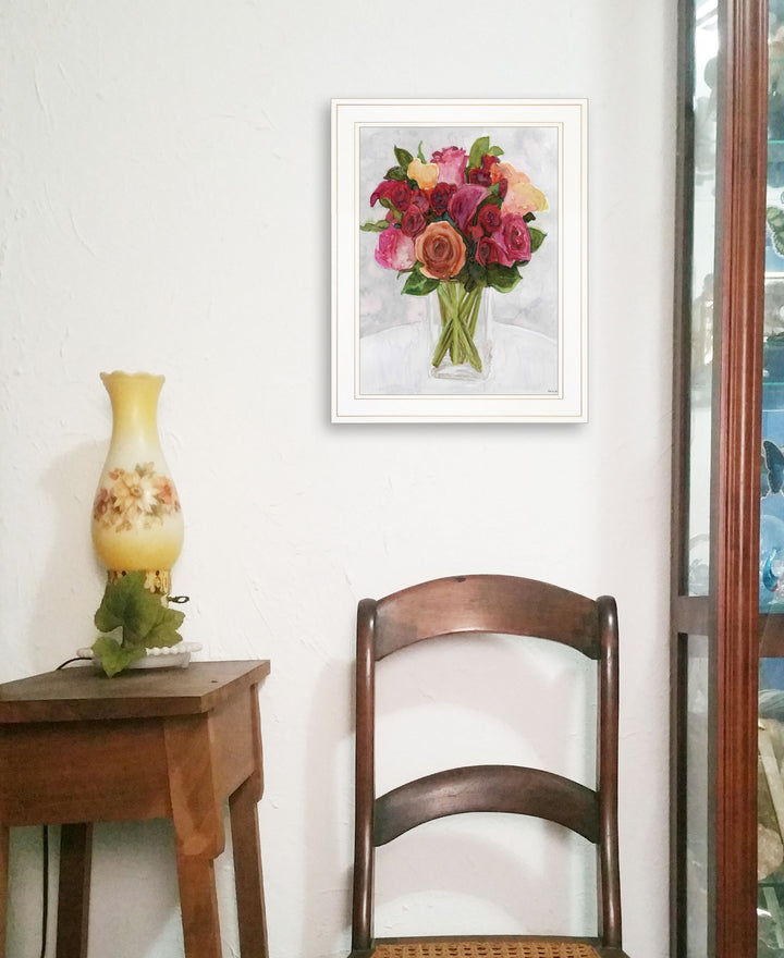 Vases with Flowers II 1 White Framed Print Wall Art