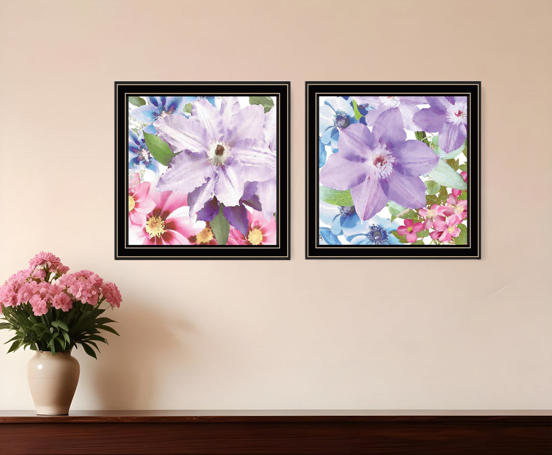 Set Of Two Clematis Black Framed Print Wall Art