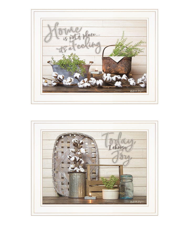 Set Of Two Choose Joy White Framed Print Wall Art