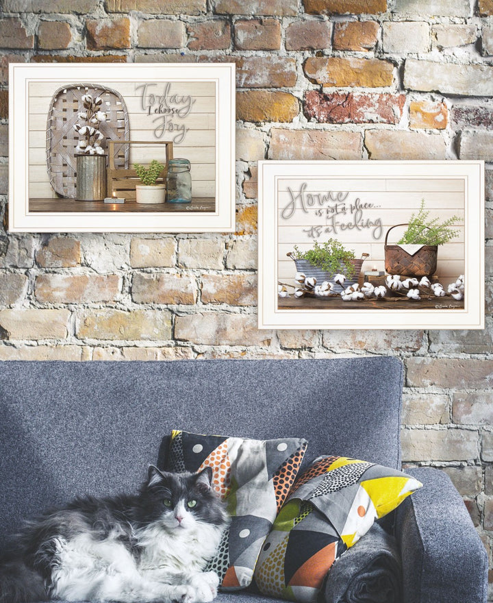 Set Of Two Choose Joy White Framed Print Wall Art