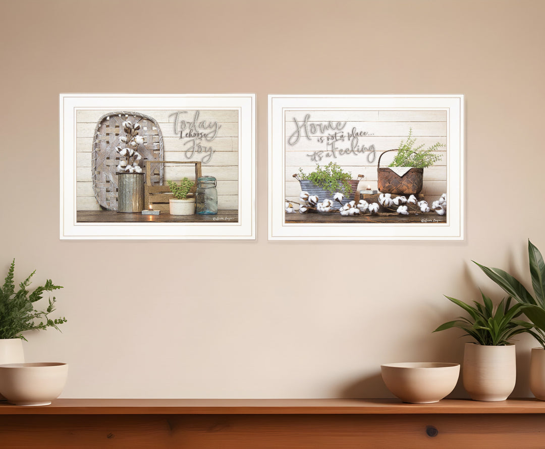 Set Of Two Choose Joy White Framed Print Wall Art