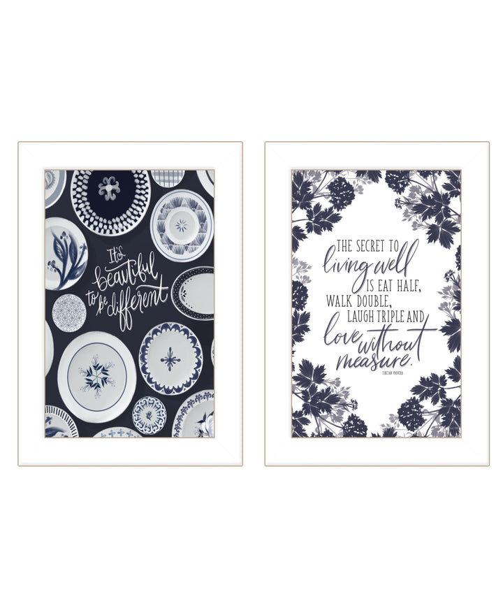 Set Of Two The Secret Beauty White Framed Print Wall Art