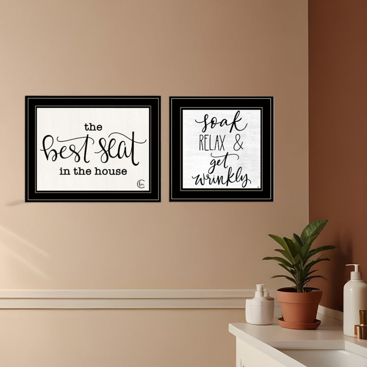 Set Of Two The Best Seat in the House 2 Black Framed Print Bathroom Wall Art