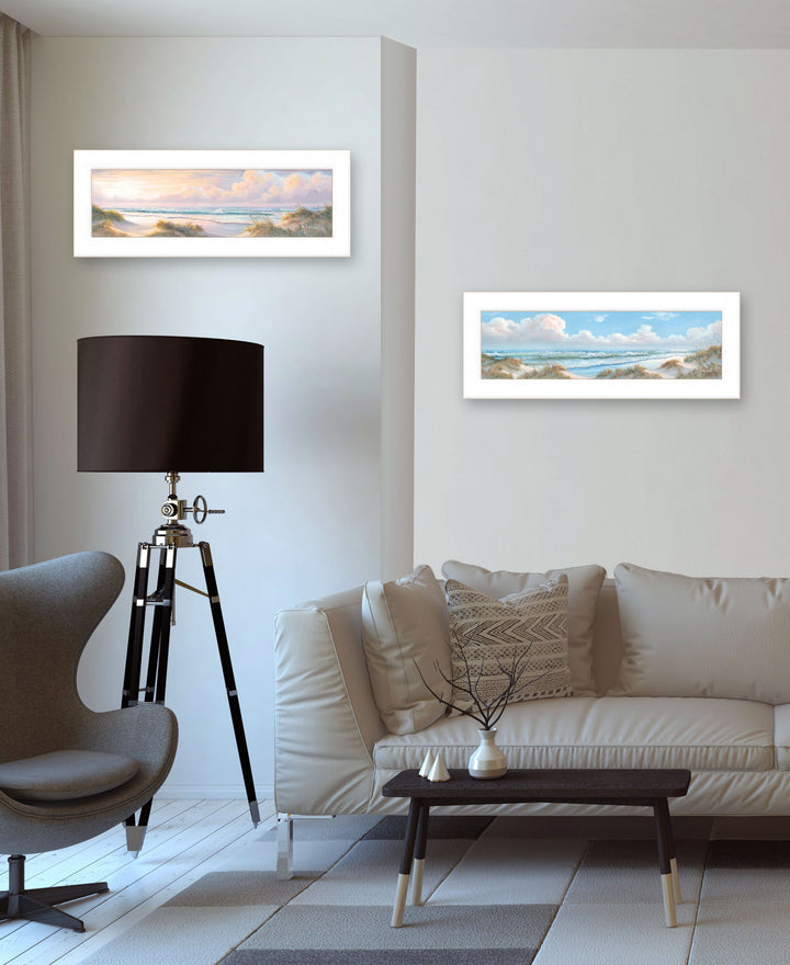 Set Of Two The Seascape 1 White Framed Print Wall Art