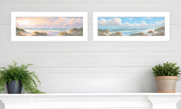 Set Of Two The Seascape 1 White Framed Print Wall Art