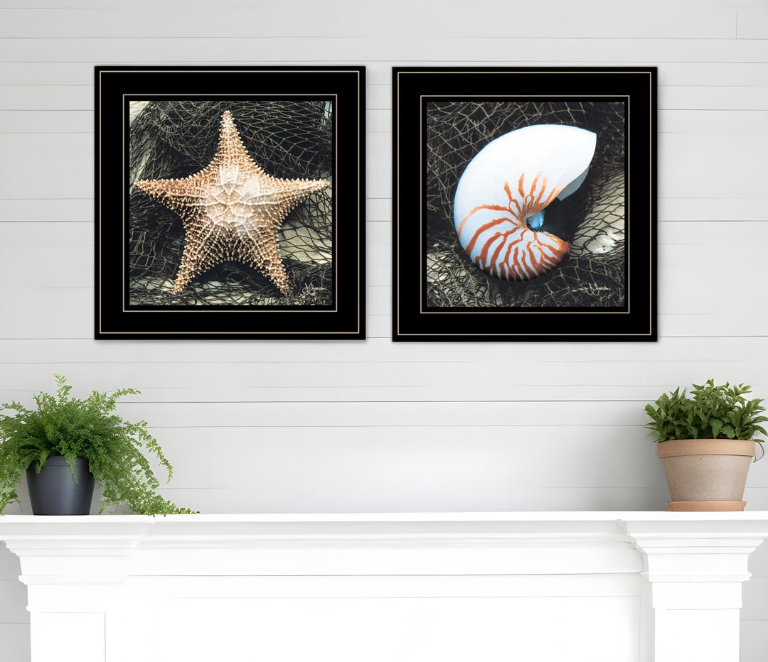 Set Of Two Ocean Net 2 Black Framed Print Wall Art