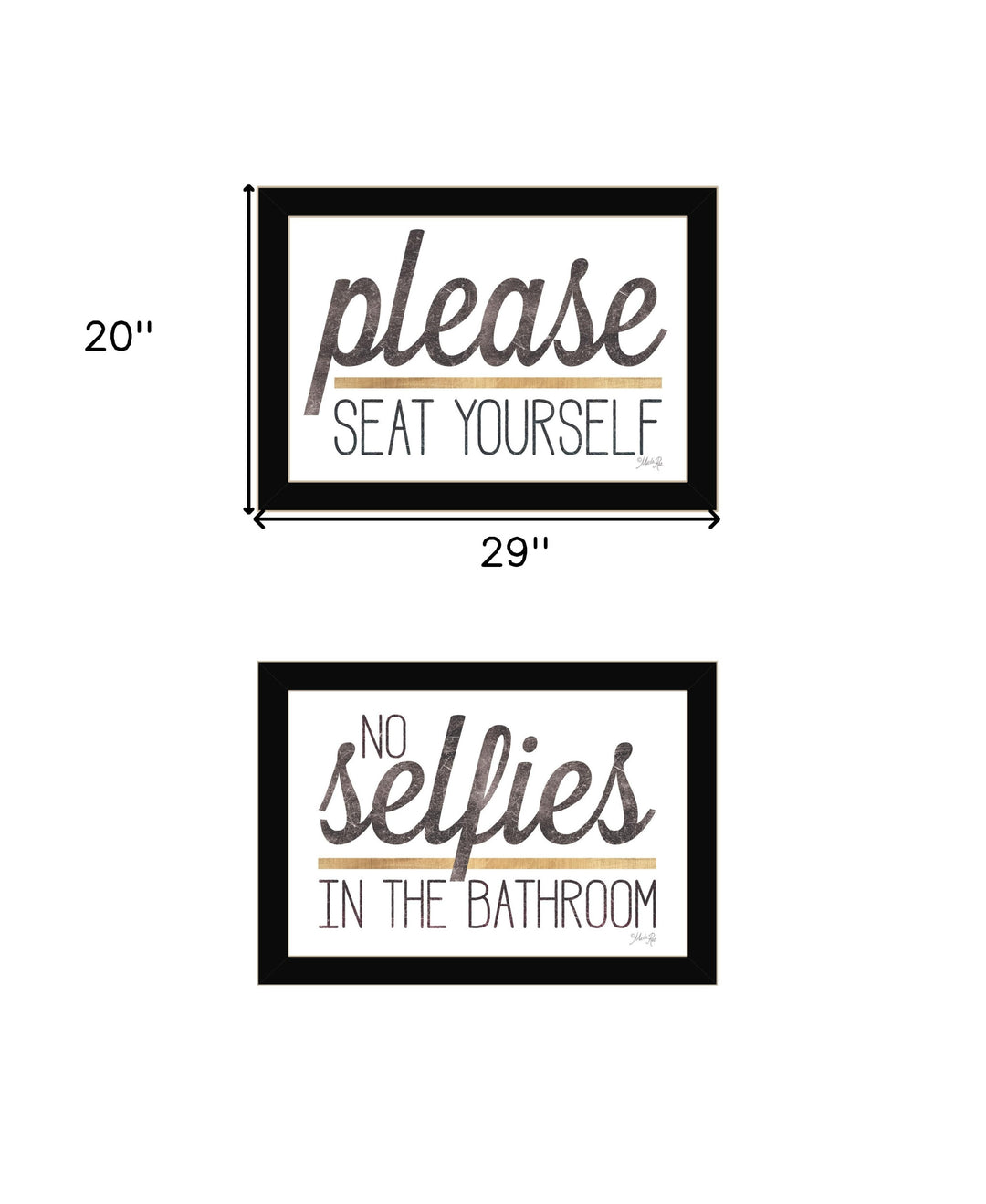 Set Of Two No Selfies When Seated 1 White Framed Print Bathroom Wall Art