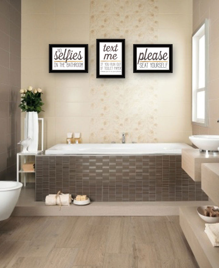 Set Of Three Toilet Humor 3 Black Framed Print Wall Art