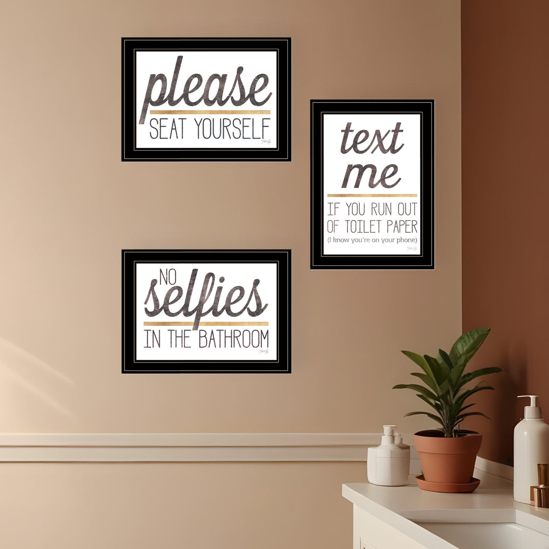 Set Of Three Toilet Humor 3 Black Framed Print Wall Art