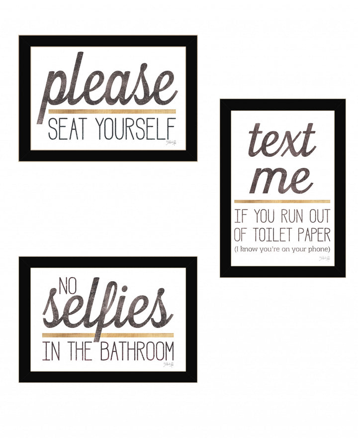 Set Of Three Toilet Humor 3 Black Framed Print Wall Art