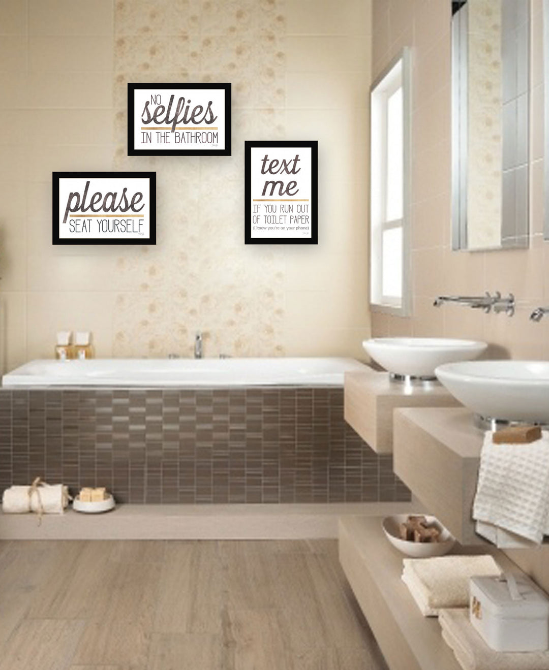 Set Of Three Toilet Humor 3 Black Framed Print Wall Art