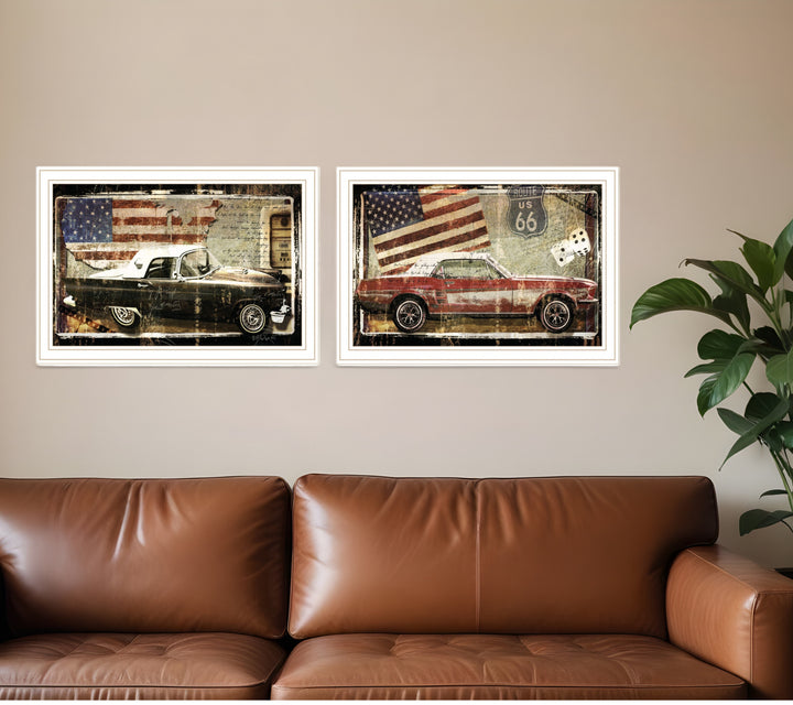 Set Of Two Vintage Classics 2 White Framed Print Wall Art