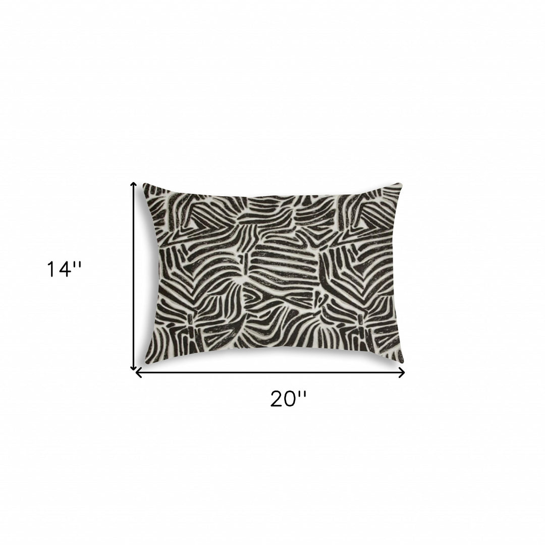 14" X 20" Black And White Safari Animals Blown Seam Animal Print Lumbar Indoor Outdoor Pillow