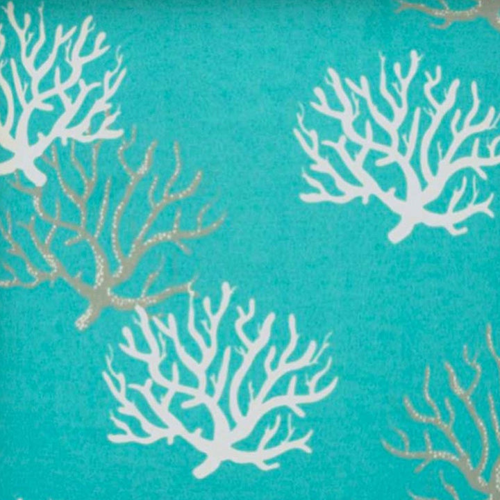 17" X 17" Aqua And White Corals Zippered Coastal Throw Indoor Outdoor Pillow