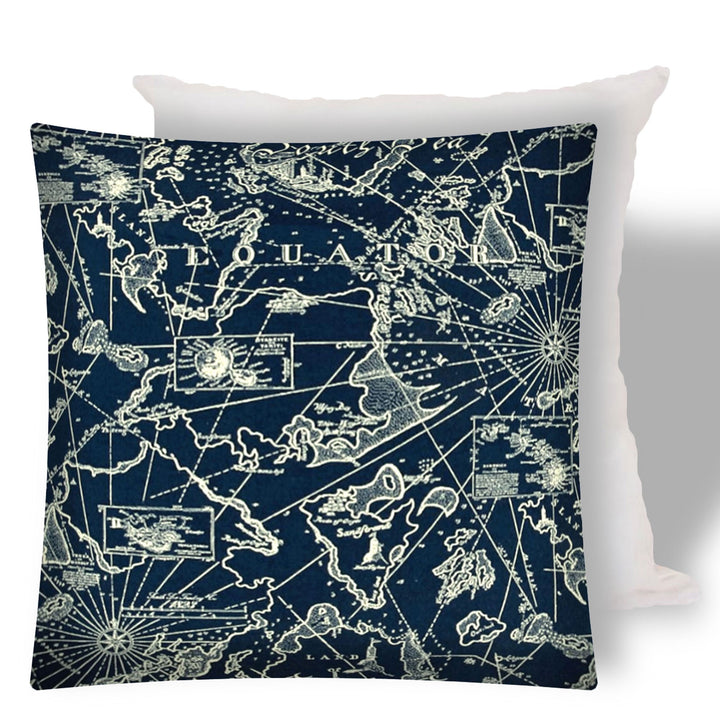 17" X 17" Navy Blue Zippered Indoor Outdoor Throw Pillow