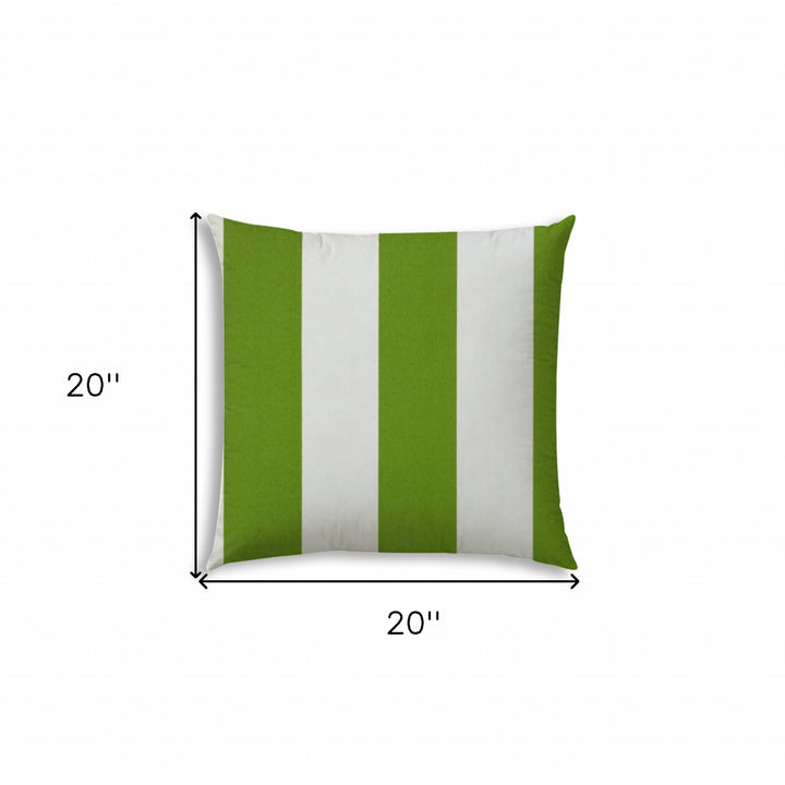 20" X 20" Green And Ivory Blown Seam Striped Throw Indoor Outdoor Pillow