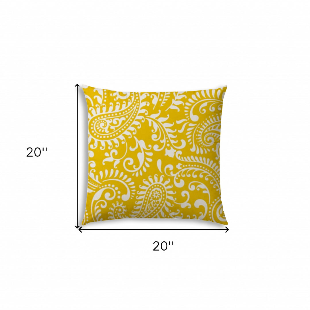 20" X 20" Cream And White Blown Seam Paisley Throw Indoor Outdoor Pillow