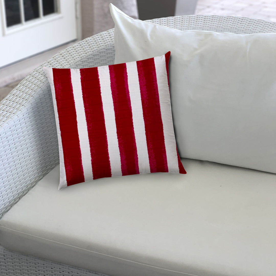 20" X 20" Hot White Blown Seam Striped Throw Indoor Outdoor Pillow